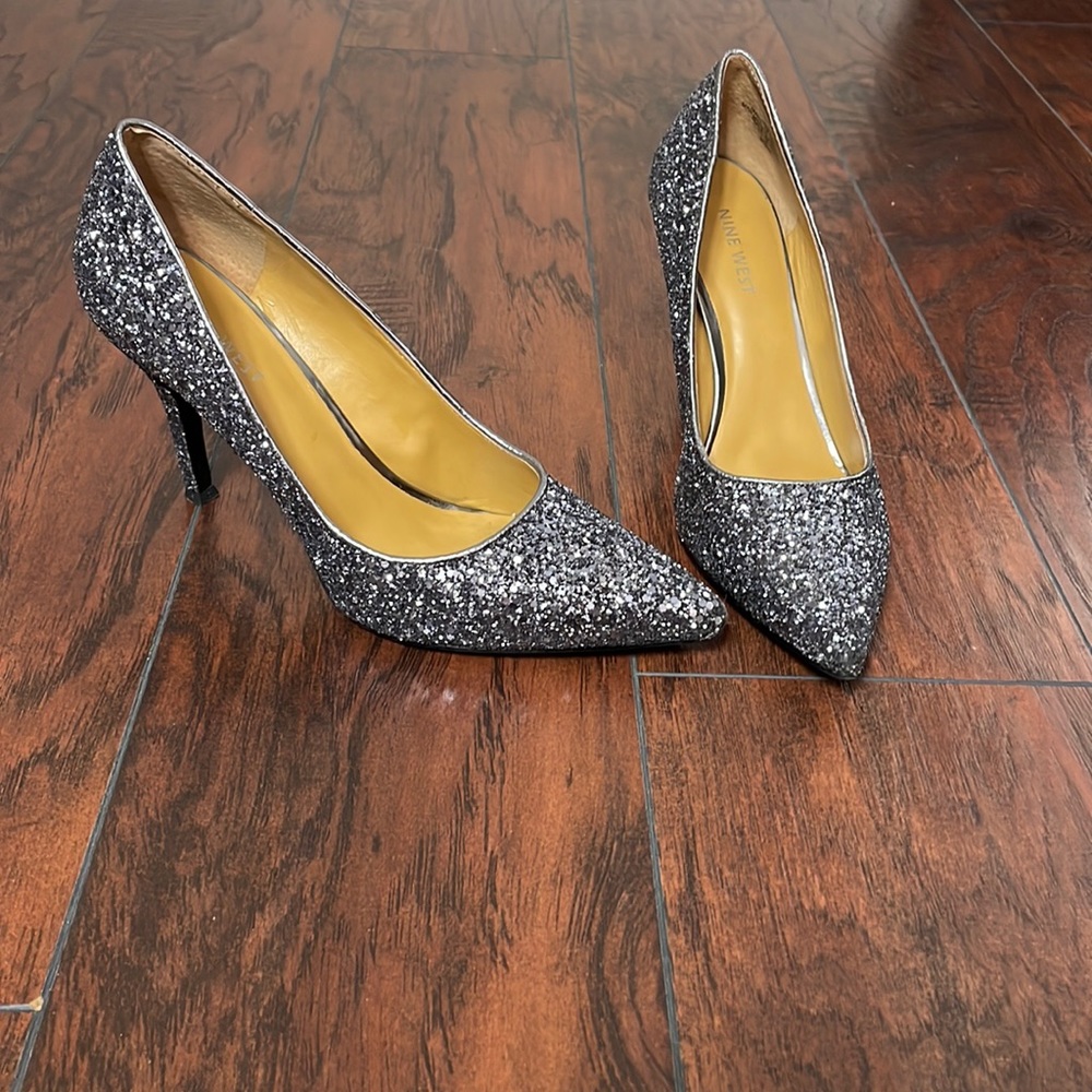 Sparkly silver heels